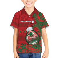 Guam Christmas Kid Hawaiian Shirt Chamorro Seal Hat Santa Tribal Waves - Polynesian Pride