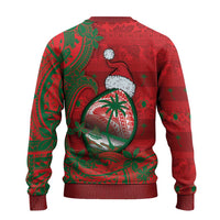 Guam Christmas Ugly Christmas Sweater Chamorro Seal Hat Santa Tribal Waves - Polynesian Pride