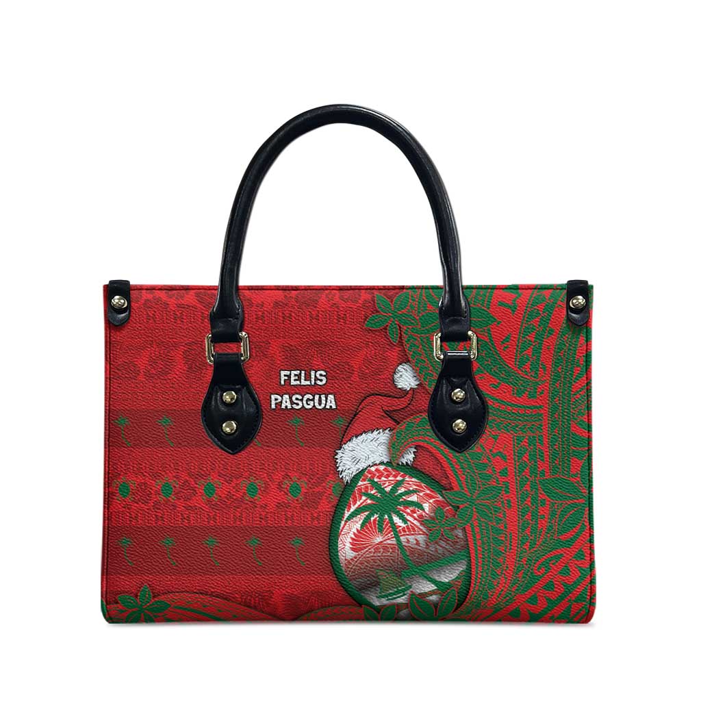 Guam Christmas Leather Bag Chamorro Seal Hat Santa Tribal Waves - Polynesian Pride