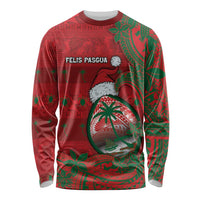 Guam Christmas Long Sleeve Shirt Chamorro Seal Hat Santa Tribal Waves - Polynesian Pride