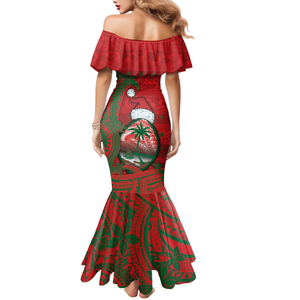 Guam Christmas Mermaid Dress Chamorro Seal Hat Santa Tribal Waves - Polynesian Pride