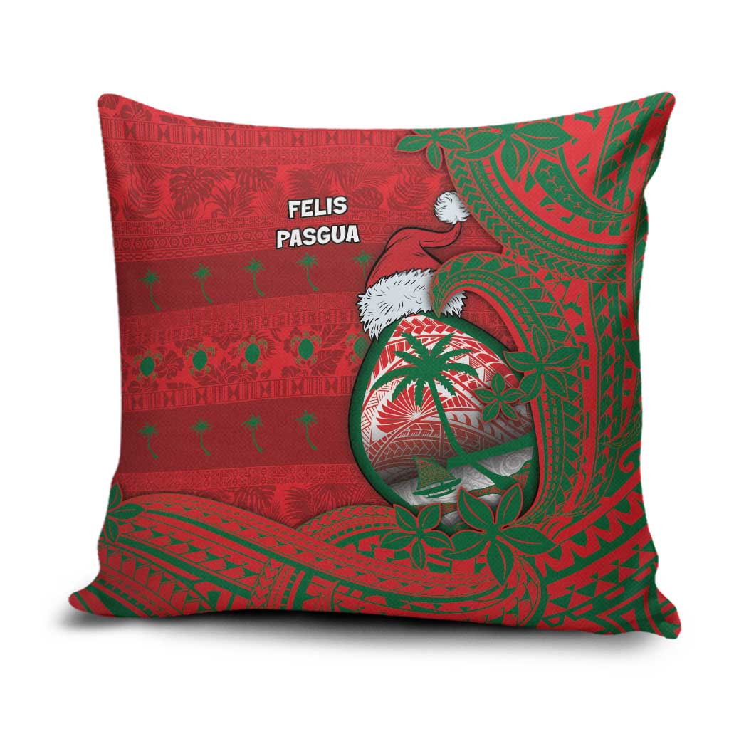 Guam Christmas Pillow Cover Chamorro Seal Hat Santa Tribal Waves - Polynesian Pride