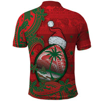 Guam Christmas Polo Shirt Chamorro Seal Hat Santa Tribal Waves - Polynesian Pride