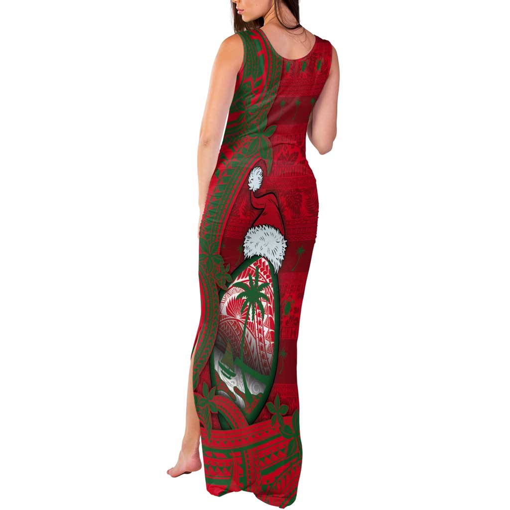 Guam Christmas Tank Maxi Dress Chamorro Seal Hat Santa Tribal Waves - Polynesian Pride