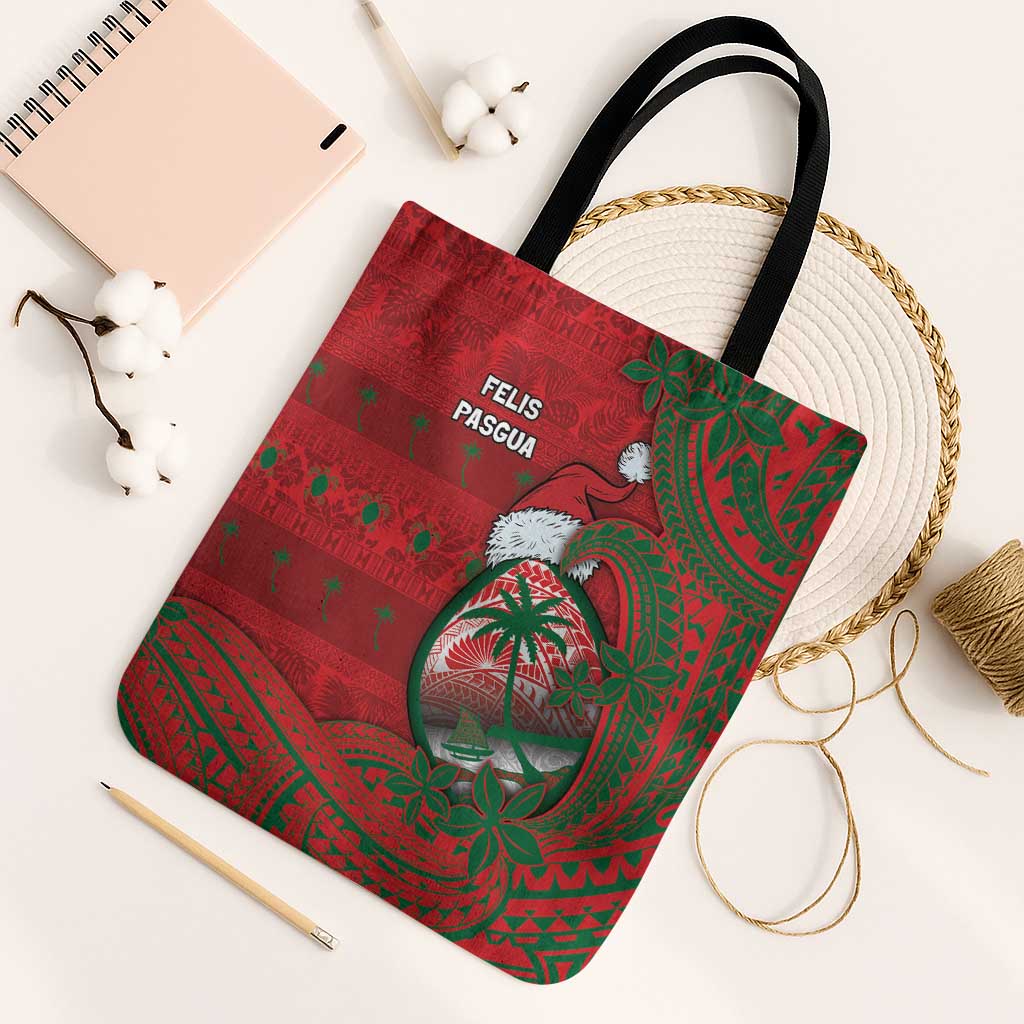 Guam Christmas Tote Bag Chamorro Seal Hat Santa Tribal Waves - Polynesian Pride