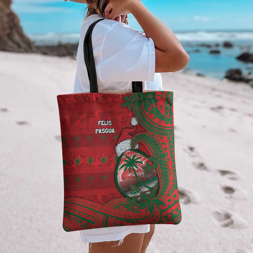 Guam Christmas Tote Bag Chamorro Seal Hat Santa Tribal Waves - Polynesian Pride