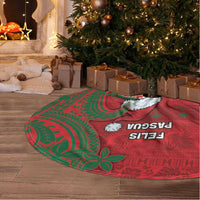 Guam Christmas Tree Skirt Chamorro Seal Hat Santa Tribal Waves - Polynesian Pride
