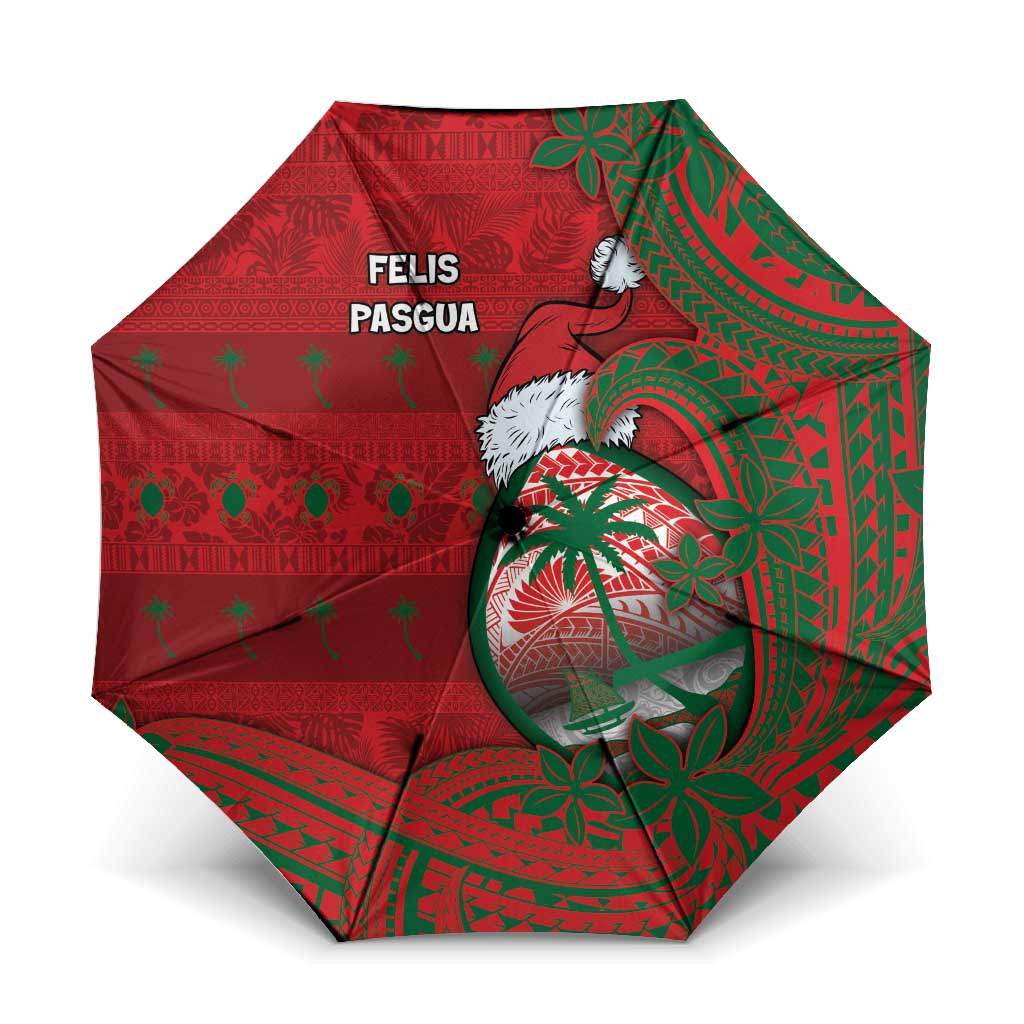 Guam Christmas Umbrella Chamorro Seal Hat Santa Tribal Waves - Polynesian Pride