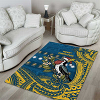 Nauru Christmas Area Rug Frigatebird Bird Santa Tribal Waves - Polynesian Pride