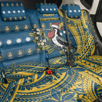 Nauru Christmas Back Car Seat Cover Frigatebird Bird Santa Tribal Waves - Polynesian Pride