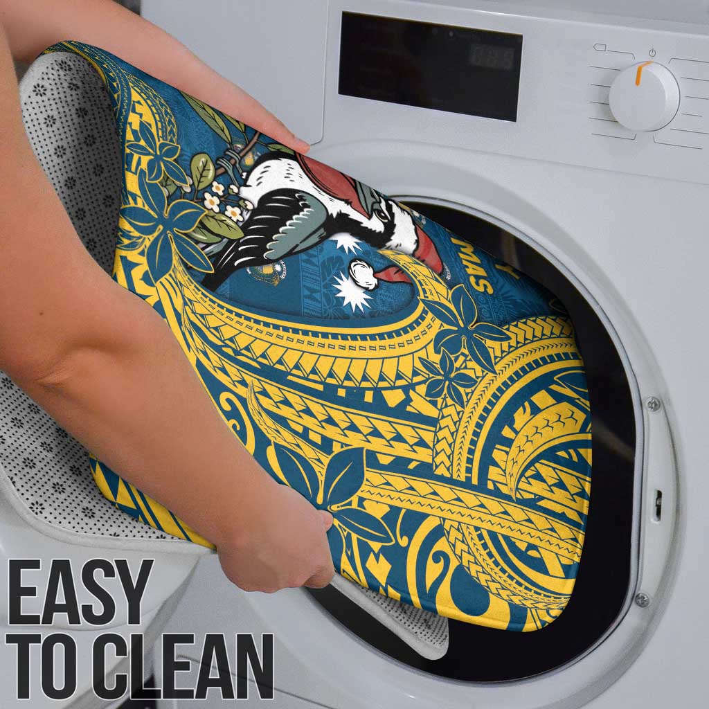 Nauru Christmas Bathroom Set Frigatebird Bird Santa Tribal Waves - Polynesian Pride