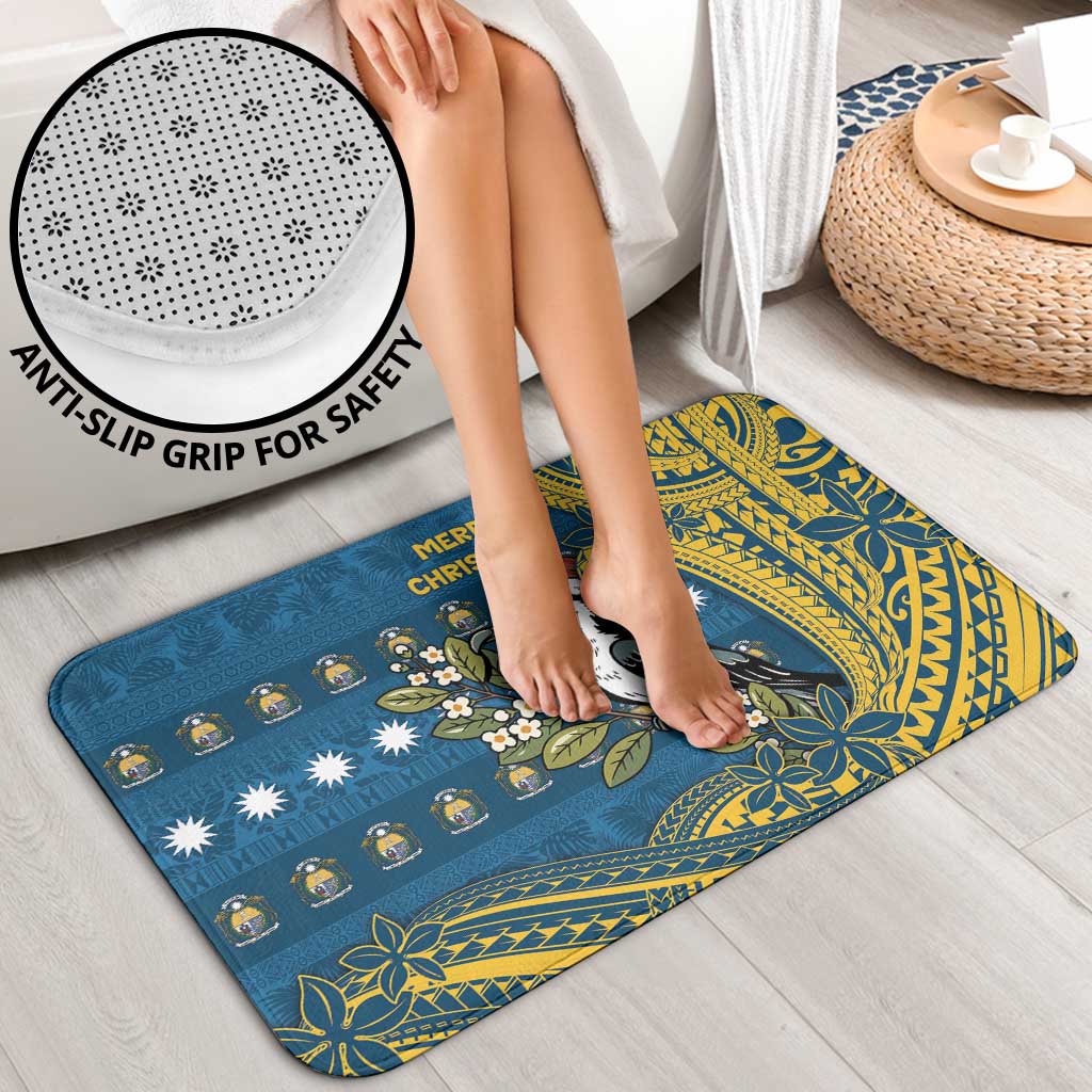 Nauru Christmas Bathroom Set Frigatebird Bird Santa Tribal Waves - Polynesian Pride