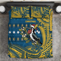Nauru Christmas Bedding Set Frigatebird Bird Santa Tribal Waves - Polynesian Pride
