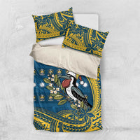 Nauru Christmas Bedding Set Frigatebird Bird Santa Tribal Waves - Polynesian Pride