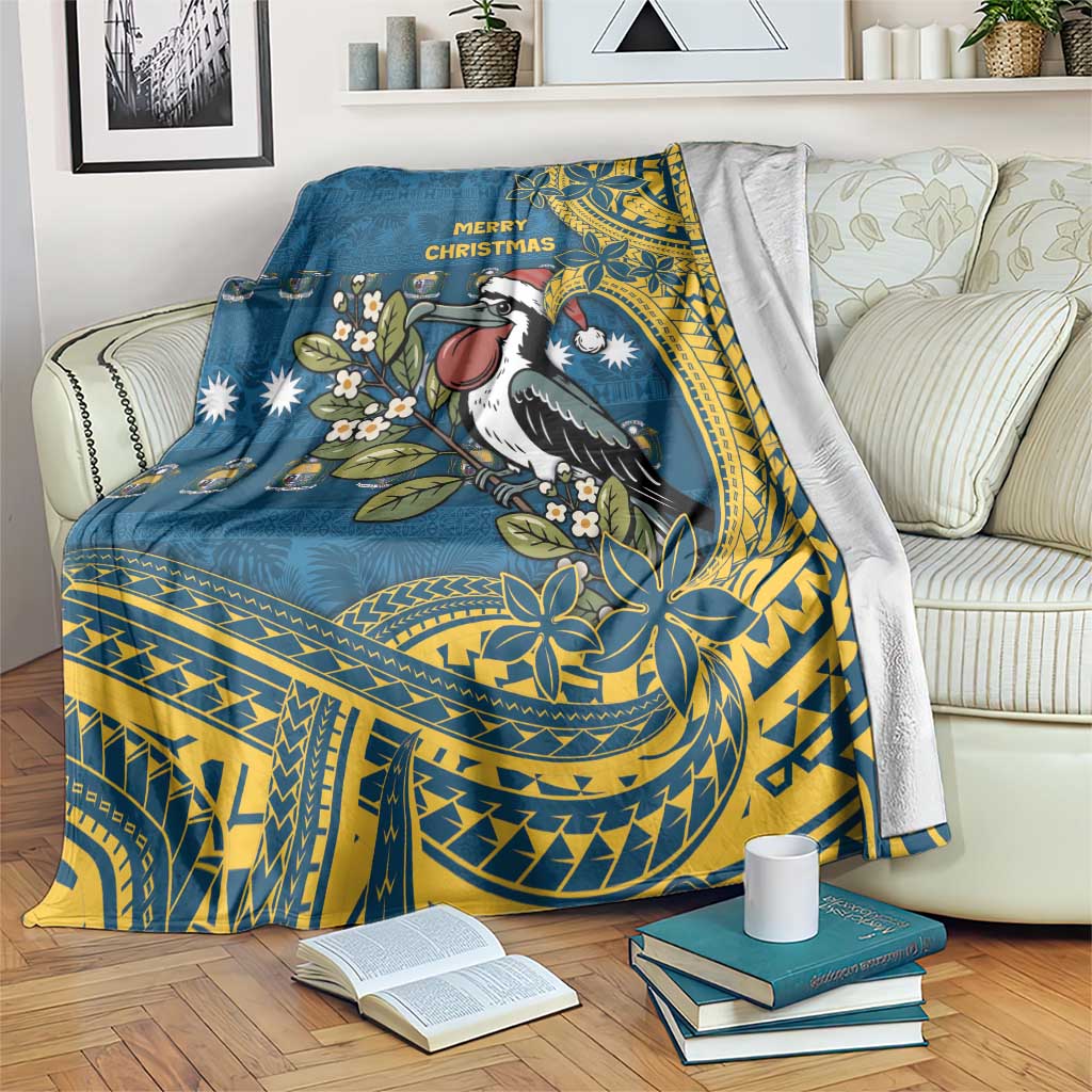 Nauru Christmas Blanket Frigatebird Bird Santa Tribal Waves - Polynesian Pride