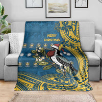 Nauru Christmas Blanket Frigatebird Bird Santa Tribal Waves - Polynesian Pride