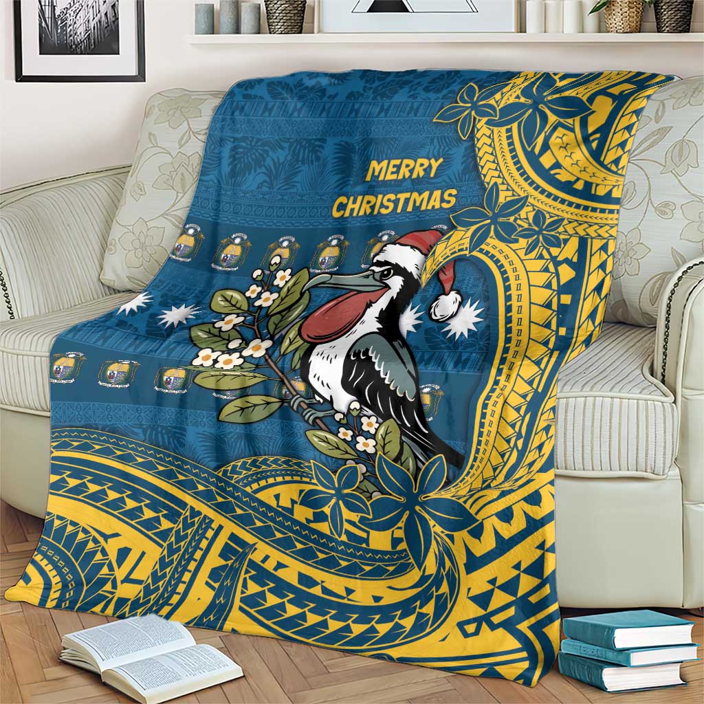 Nauru Christmas Blanket Frigatebird Bird Santa Tribal Waves - Polynesian Pride