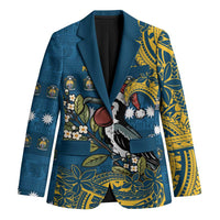 Nauru Christmas Blazer Frigatebird Bird Santa Tribal Waves - Polynesian Pride