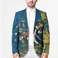 Nauru Christmas Blazer Frigatebird Bird Santa Tribal Waves - Polynesian Pride