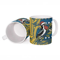 Nauru Christmas Ceramic Mug Frigatebird Bird Santa Tribal Waves - Polynesian Pride