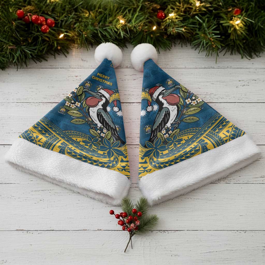 Nauru Christmas Santa Hat Frigatebird Bird Santa Tribal Waves - Polynesian Pride