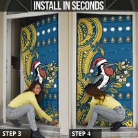 Nauru Christmas Door Cover Frigatebird Bird Santa Tribal Waves - Polynesian Pride