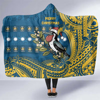 Nauru Christmas Hooded Blanket Frigatebird Bird Santa Tribal Waves - Polynesian Pride
