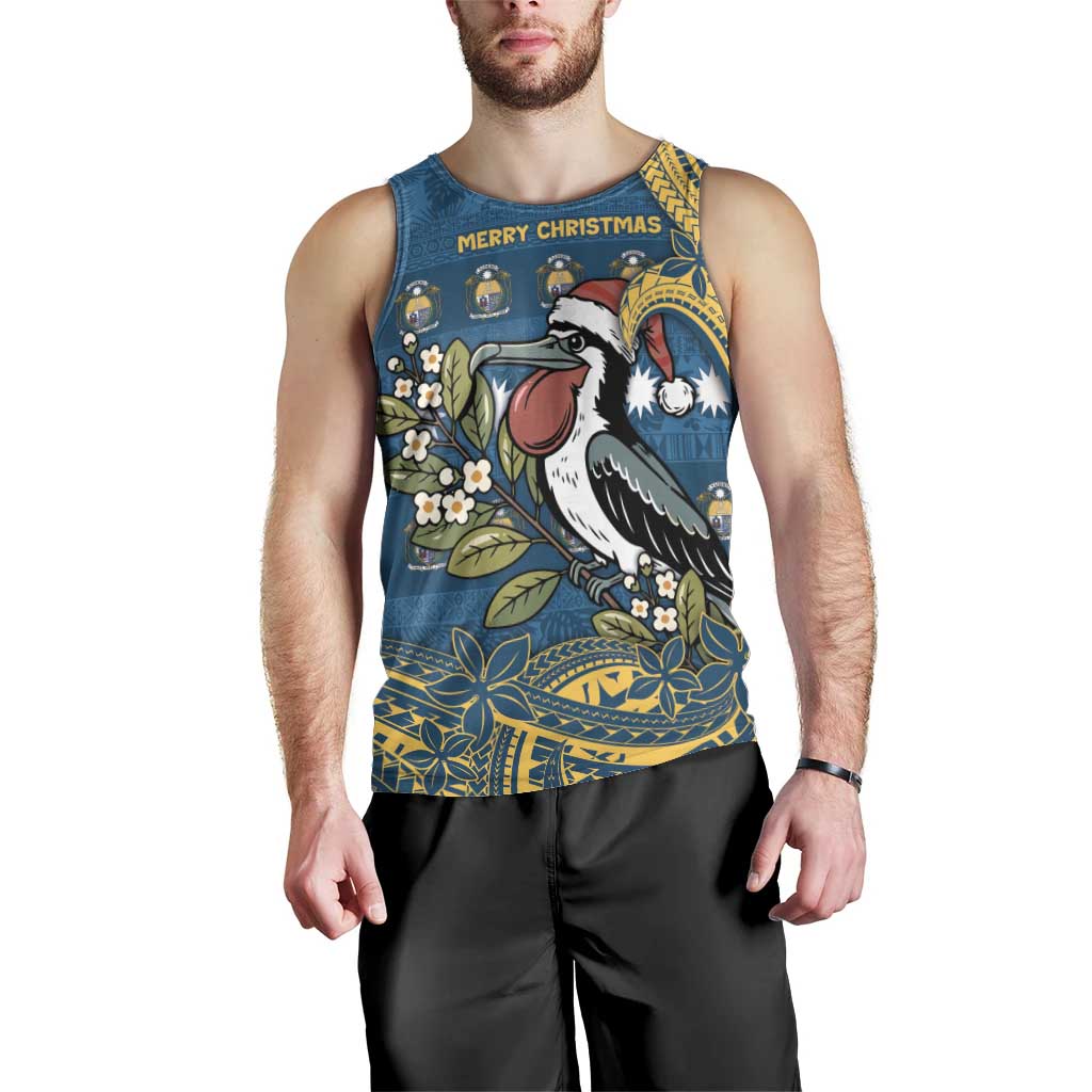 Nauru Christmas Men Tank Top Frigatebird Bird Santa Tribal Waves - Polynesian Pride