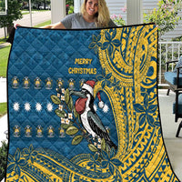 Nauru Christmas Quilt Frigatebird Bird Santa Tribal Waves - Polynesian Pride