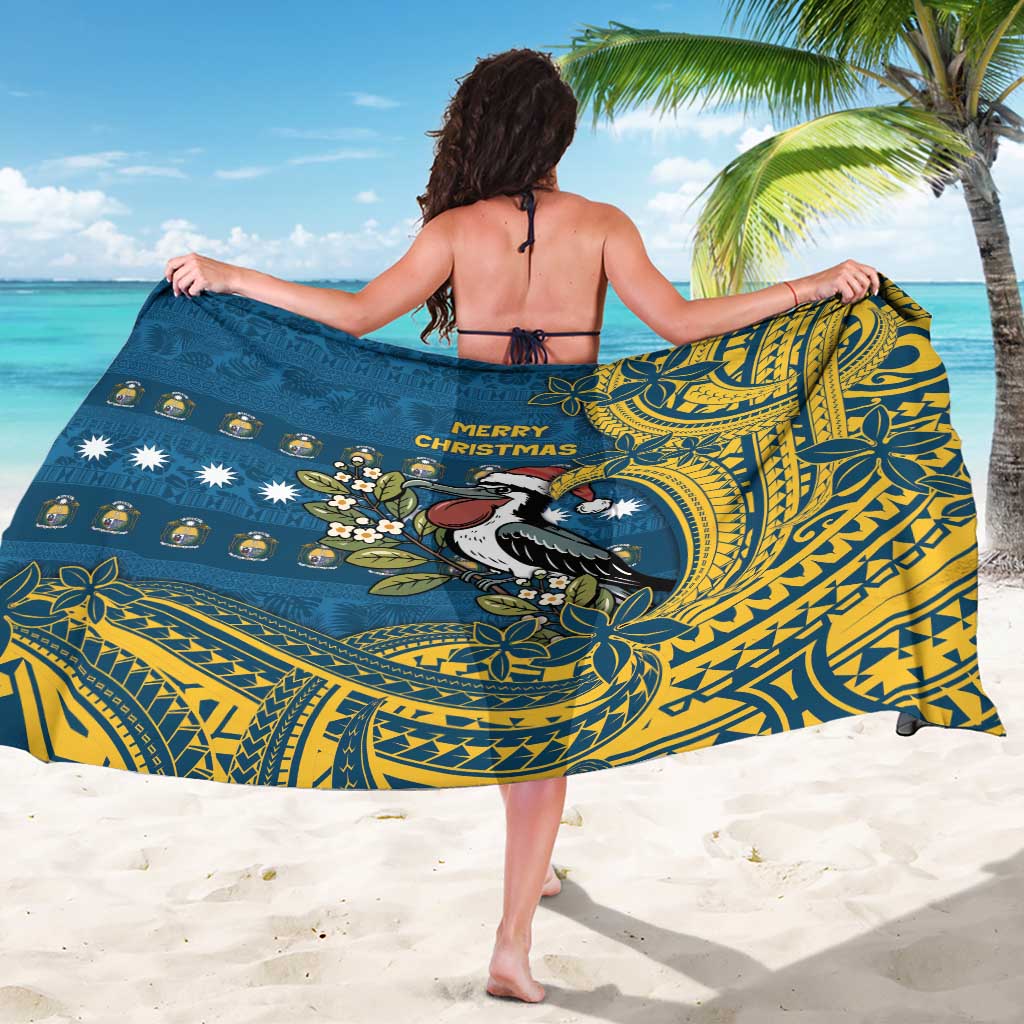 Nauru Christmas Sarong Frigatebird Bird Santa Tribal Waves - Polynesian Pride