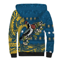 Nauru Christmas Sherpa Hoodie Frigatebird Bird Santa Tribal Waves - Polynesian Pride