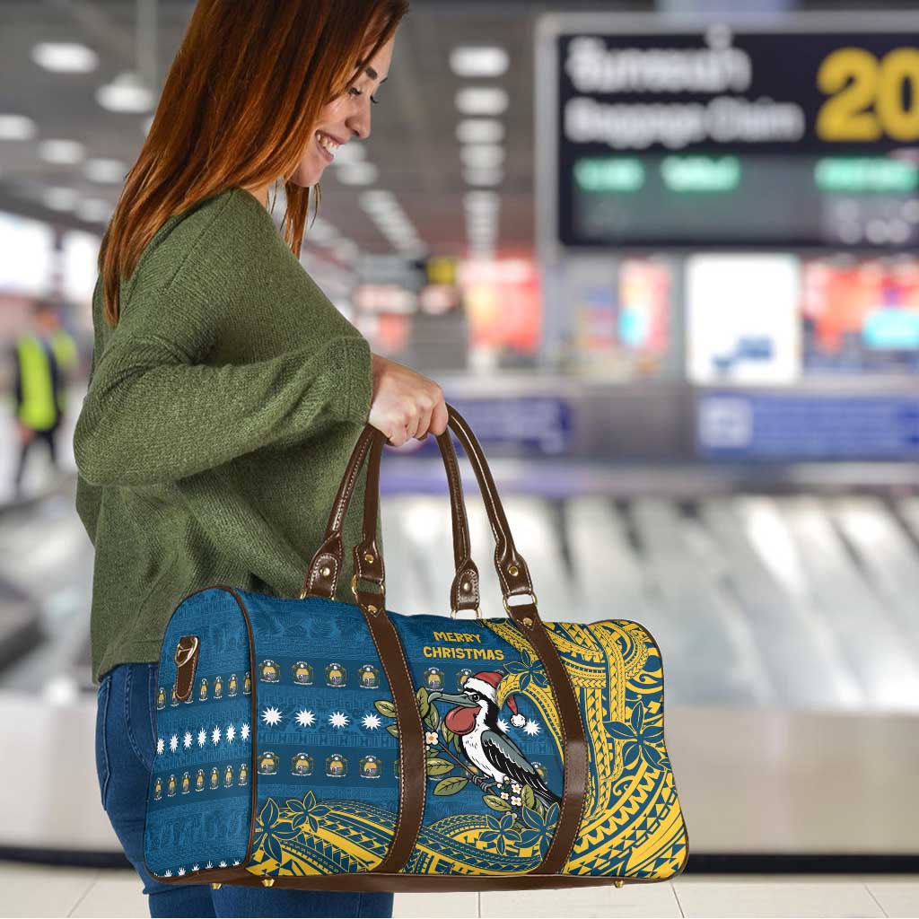 Nauru Christmas Travel Bag Frigatebird Bird Santa Tribal Waves - Polynesian Pride