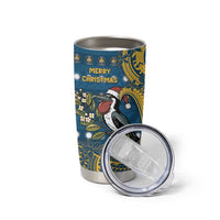 Nauru Christmas Tumbler Cup Frigatebird Bird Santa Tribal Waves DT05 - Polynesian Pride