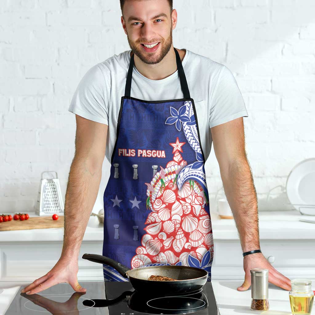 Northern Mariana Islands Christmas Apron Seashell Xmas Tree Tribal Waves - Polynesian Pride