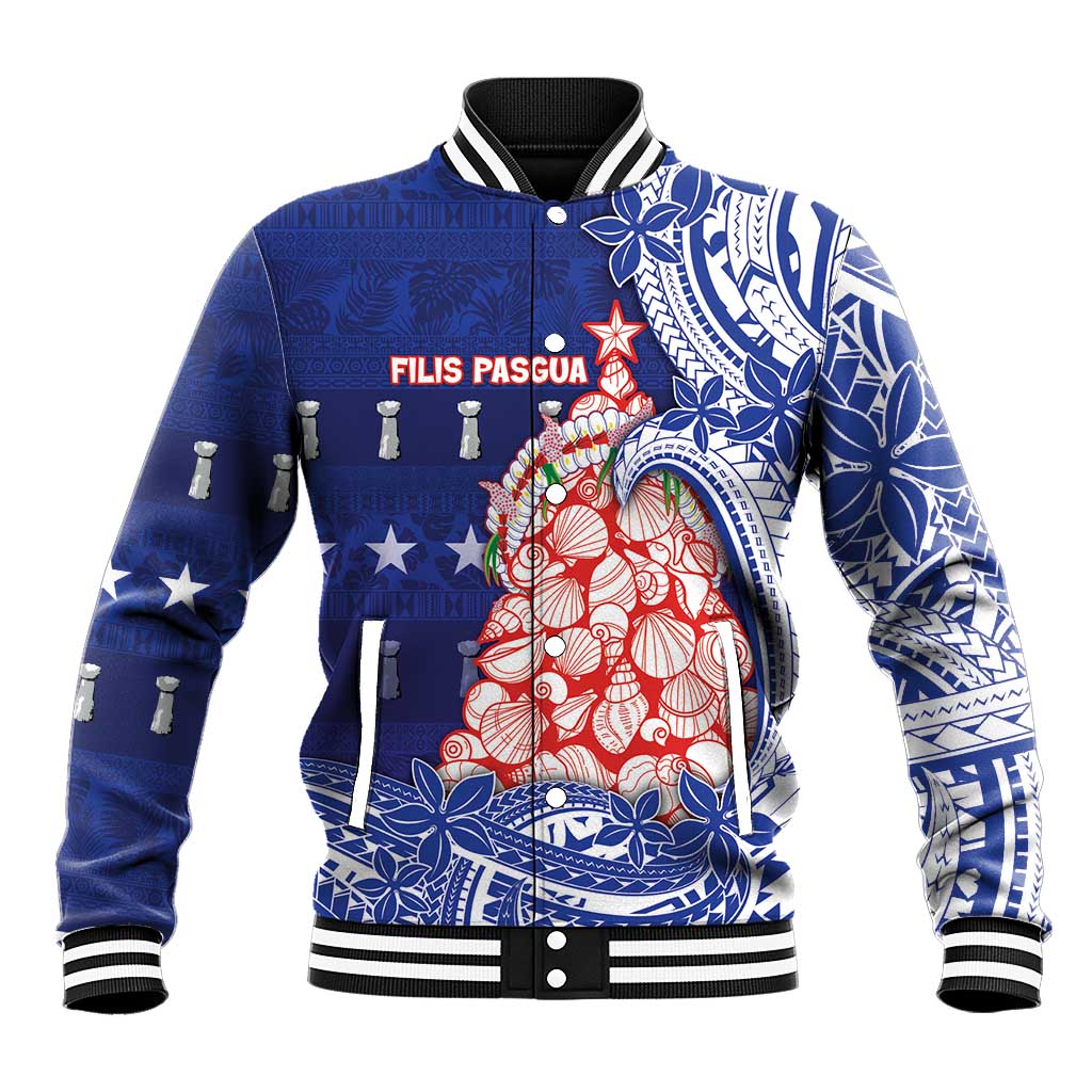 Northern Mariana Islands Christmas Baseball Jacket Seashell Xmas Tree Tribal Waves - Polynesian Pride