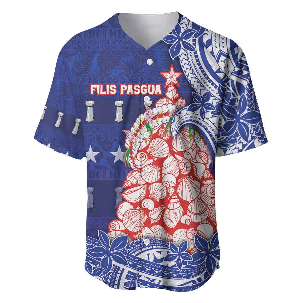 Northern Mariana Islands Christmas Baseball Jersey Seashell Xmas Tree Tribal Waves - Polynesian Pride