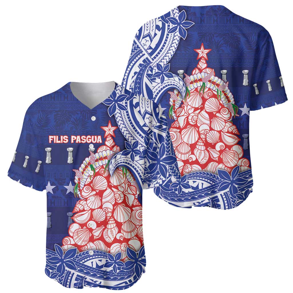 Northern Mariana Islands Christmas Baseball Jersey Seashell Xmas Tree Tribal Waves - Polynesian Pride