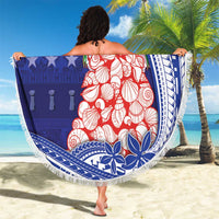 Northern Mariana Islands Christmas Beach Blanket Seashell Xmas Tree Tribal Waves - Polynesian Pride