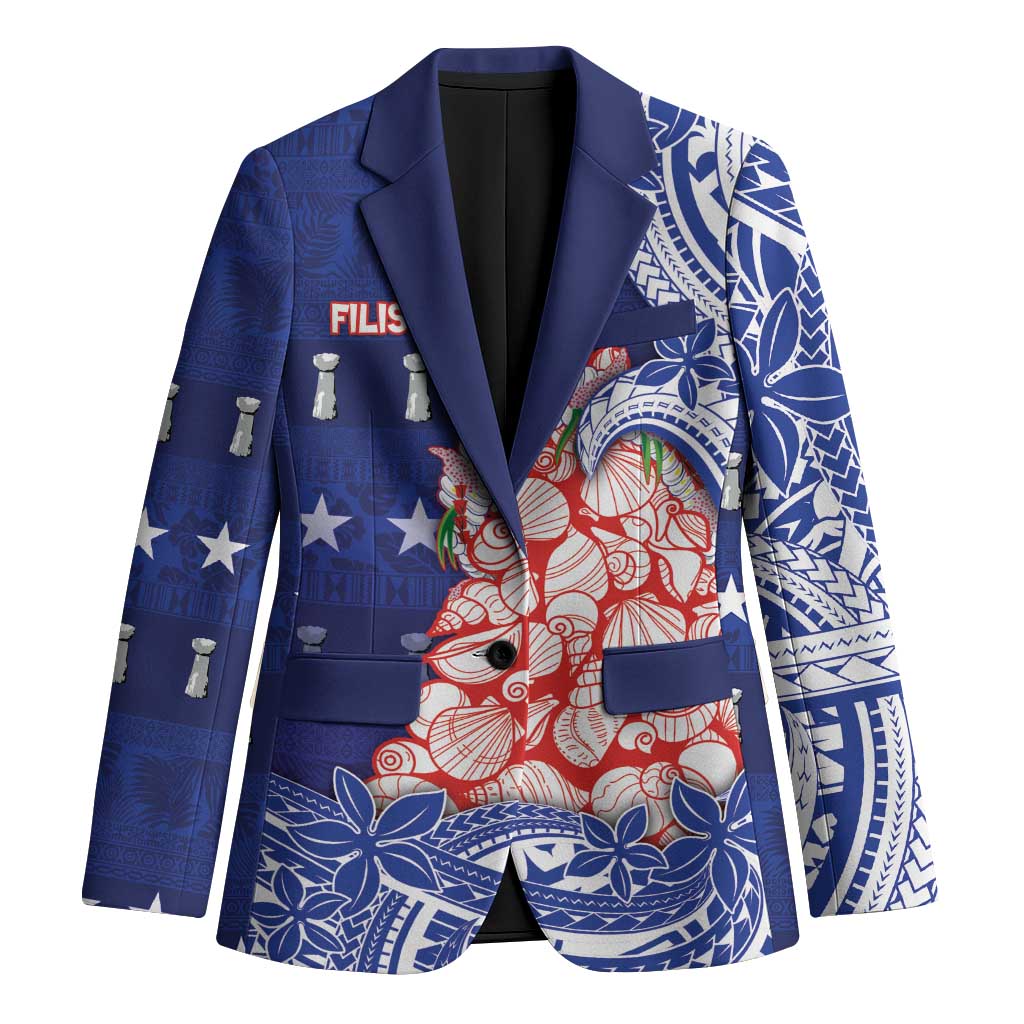 Northern Mariana Islands Christmas Blazer Seashell Xmas Tree Tribal Waves - Polynesian Pride