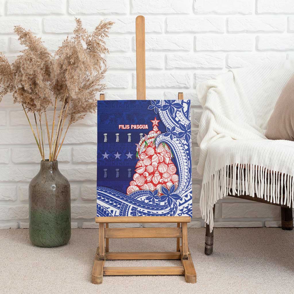 Northern Mariana Islands Christmas Canvas Wall Art Seashell Xmas Tree Tribal Waves - Polynesian Pride