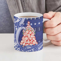 Northern Mariana Islands Christmas Ceramic Mug Seashell Xmas Tree Tribal Waves - Polynesian Pride