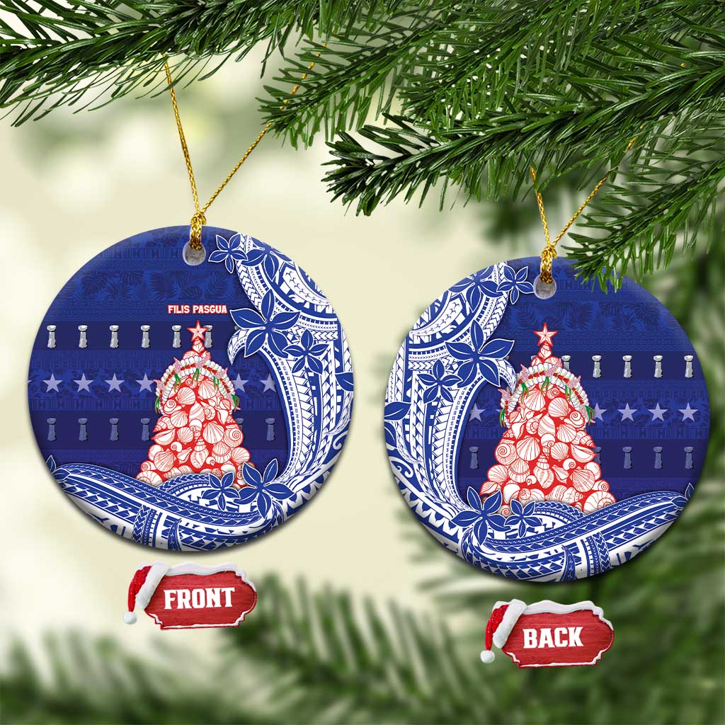 Northern Mariana Islands Christmas Ceramic Ornament Seashell Xmas Tree Tribal Waves - Polynesian Pride