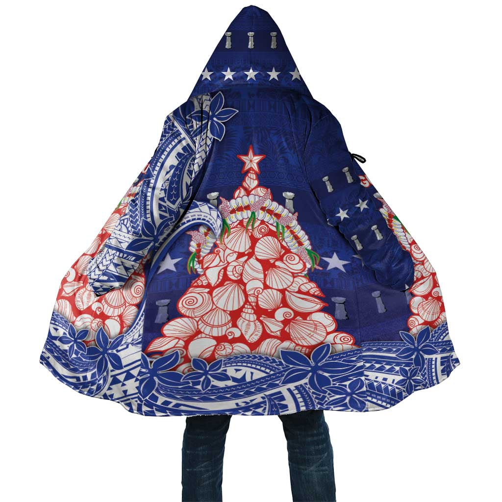 Northern Mariana Islands Christmas Cloak Seashell Xmas Tree Tribal Waves - Polynesian Pride