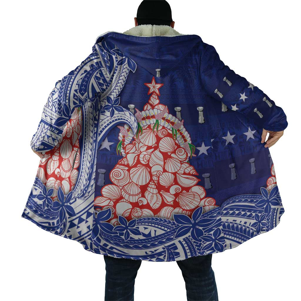 Northern Mariana Islands Christmas Cloak Seashell Xmas Tree Tribal Waves - Polynesian Pride