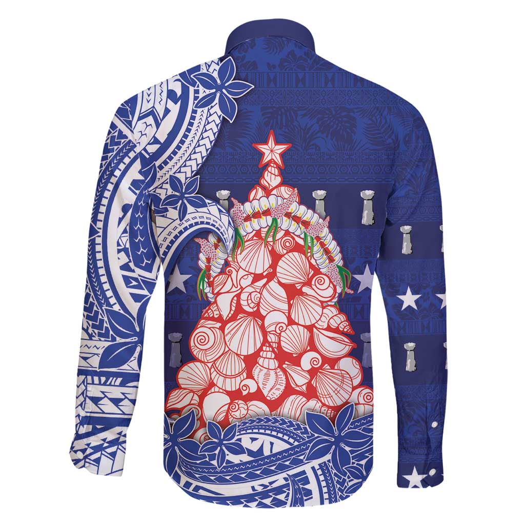 Northern Mariana Islands Christmas Family Matching Mermaid Dress and Hawaiian Shirt Seashell Xmas Tree Tribal Waves - Polynesian Pride