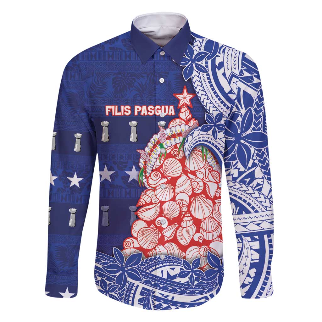 Northern Mariana Islands Christmas Family Matching Off Shoulder Maxi Dress and Hawaiian Shirt Seashell Xmas Tree Tribal Waves - Polynesian Pride