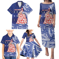 Northern Mariana Islands Christmas Family Matching Puletasi and Hawaiian Shirt Seashell Xmas Tree Tribal Waves - Polynesian Pride