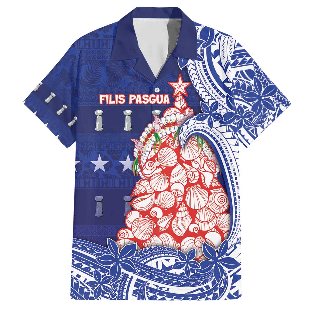 Northern Mariana Islands Christmas Family Matching Summer Maxi Dress and Hawaiian Shirt Seashell Xmas Tree Tribal Waves - Polynesian Pride