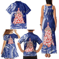 Northern Mariana Islands Christmas Family Matching Tank Maxi Dress and Hawaiian Shirt Seashell Xmas Tree Tribal Waves - Polynesian Pride