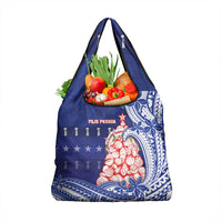 Northern Mariana Islands Christmas Grocery Bag Seashell Xmas Tree Tribal Waves - Polynesian Pride